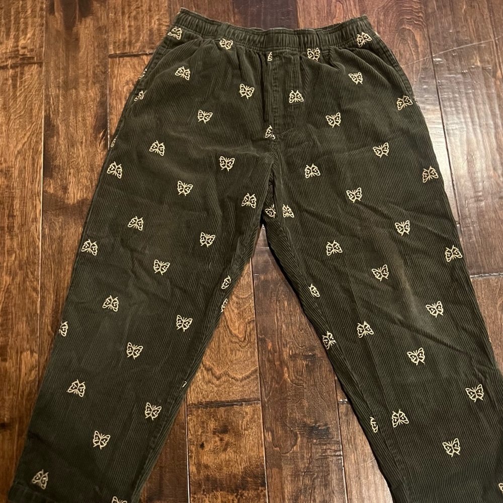 Mens Urban outfitters green corduroy butterfly pants
